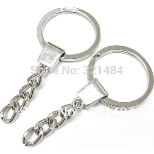 Dull Silver Plated 100pcs 30mm key ring total 65mm keychain accessories DIY jewelry findings free shipping