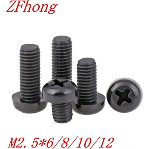 1000pcs M2.5*4/5/6/8/10/12 black nylon round pan head screw