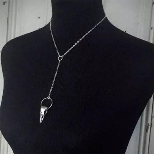 Raven Crow Skull Pendant Goth Viking Pagan Witch Magic Necklace