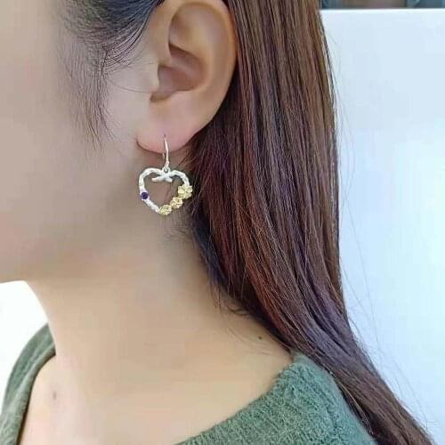925 Sterling Silver heart hoop earrings earring Jewelry A5274