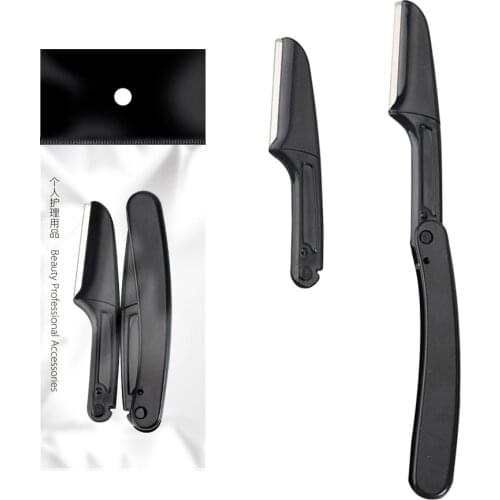 2Pcs/Set black Facial Eyebrow Trimmer Armpit Hair Razor Beauty Face Eye brow Shaper Shaver Stainless Steel Blades Makeup Tools