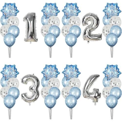 1 Set Snowflake Birthday Balloon Confetti Latex Balloon Decor Frosty Party Globos Baby Shower Wedding Birthday Inflate Balls