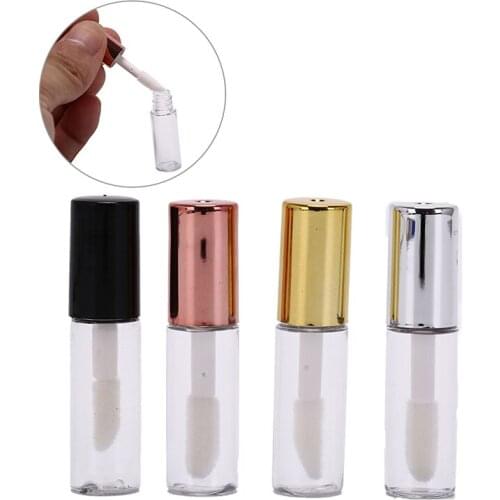 10 Pieces 4.3x 1cm Empty Transparent PE Lip Gloss Tubes Plastic Lip Balm Tube Lipstick Mini Sample Cosmetic Container With Cap