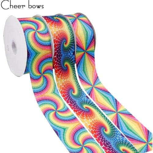 2Y/lot 3" 75mm Gradient Colorful Printed Grosgrain Ribbon DIY Hairbows Accessories DIY Handmade Materials Home Textile