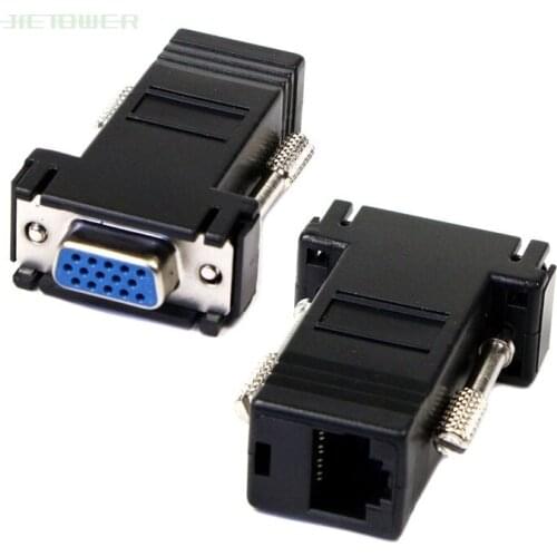 VGA Extender Adapter Female To Lan Cat5 Cat5e/6 RJ45 Ethernet Female Adapter Connects VGA Female To RJ45 Female 200pcs
