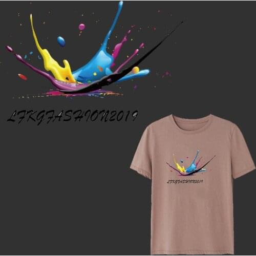 Watercolor Cute Heat Transfer Stripes Decal Splattered Paint Ironing Stickers Printed Thermal Transfer For Clothing Decor