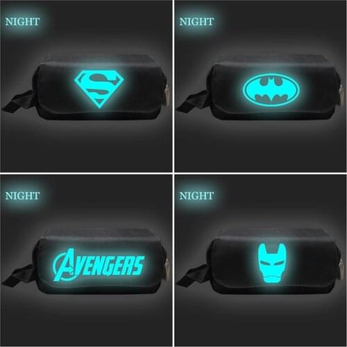 Disney Movie Super Hero Pencil Case Anime Figure Cartoon Spider Captain Double-layer Large-capacity Bag Canvas Pen Case