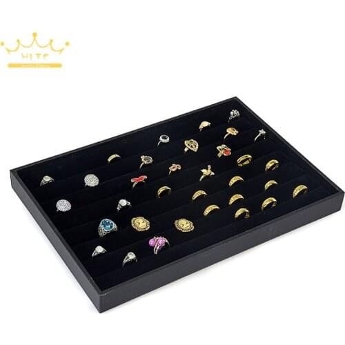 Black Velvet Ring Box Jewelry Box Earrings Ring Jewelry Box Tray Box Free Shipping 1pcs 35X24X3CM