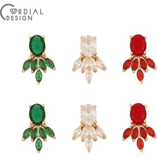 Cordial Design 50Pcs 13*18MM Jewelry Accessories/Hand Made/DIY Pendant/Flower Shape/Jewelry Findings & Components/CZ Charms