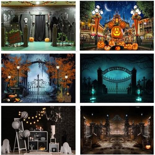 Halloween Magic School Castle Photography Backdrop Mouse Pumpkin Lantern Decoration Portrait Background Photo Studio Booth Prop