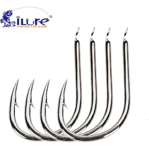 ILure 200 Pcs Iseama fishhook 1#-15# single hook High Qulity Fishing Hook black color Single Big Hook Treble Hooks Accessories
