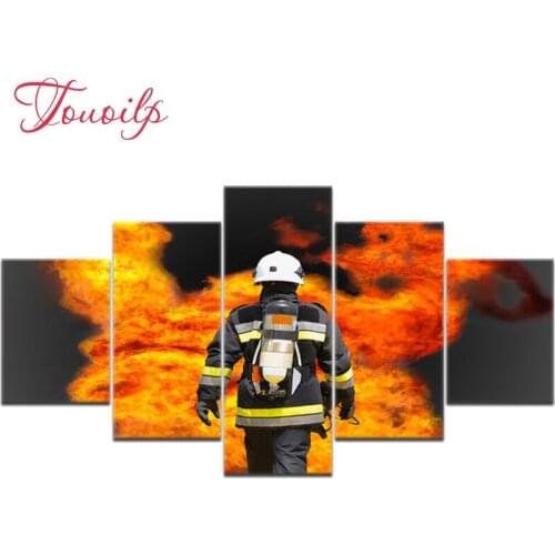 5pcs/set,Full Square&round Drill Diamond Painting personalized icon Firefighter Embroidery Cross Stitch Mosaic Rhinestone Decor