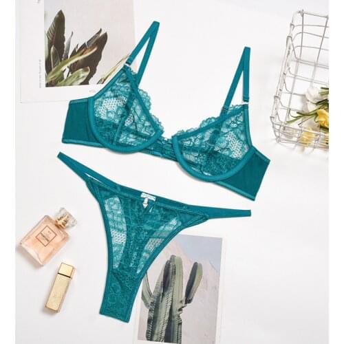 Lace Underwear Set Sexy See Through Sensual Lingerie Woman Underwear Women Underwire Lace Bras Erotic Lingerie Set