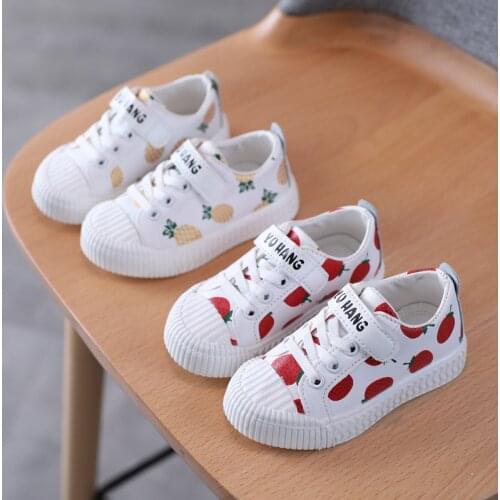 Spring and Autumn New Children Cartoon Sneakers Boys and Girls Strawberry Pineapple Single Shoes Baby Soft Sole Micorfiber Shoes