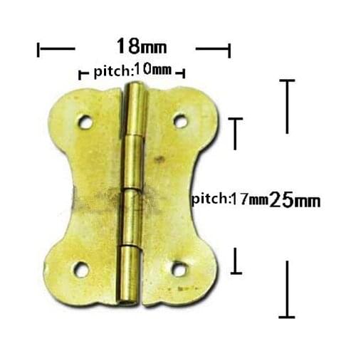 Bulk Round Flower Cabinet Door Hinge,Door Butt Hinges For DIY Box,4 Holes Bag Accessory,Yellow/Gold Color,18*25mm,With Screws