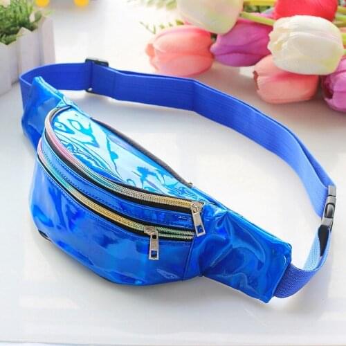 Laser PVC Leather Belt Bags Women Men Waist Bags women designer fanny pack fashion chest bag waterproof belt bag Blue black