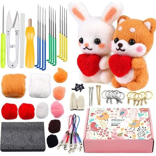 LMDZ Wool Felt Craft Fashion Custom Doll DIY Non Finished Poked Set Handcraft Kit for Needle Material Bag Pack Doll For Girl