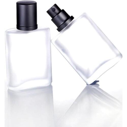 Frosted Clear Refillable Glass Spray Perfume Aromatherapy Bottles 50ml With Mist Sprayer LX3925