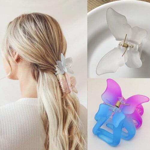 Acetate Resin Hair Claw Sweet Fairy Butterfly Hairpin Clip Gradient Tie-Dye Colored Styling Tools Barrettes for Women Girls