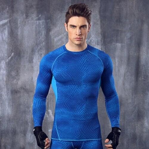 2019 New Mens Quick Dry Compression Shirt Long Sleeve Underwear T-Shirt Men Tight Fitness High Wicking Breathable Shirt