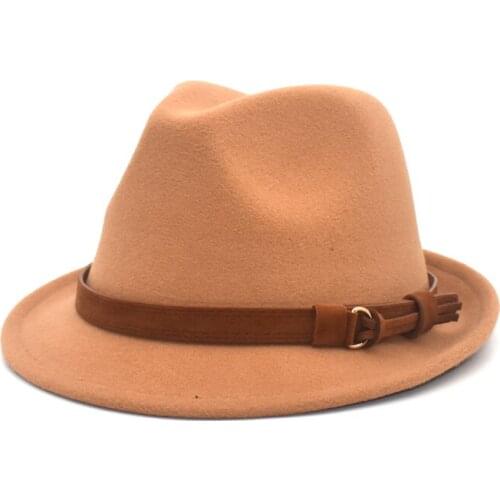 Men Fedora Hat Australian Wool Felt Fedora Hat Women Wide Brim Vintage Jazz Hat Chapeau femme Autumn Cap F83