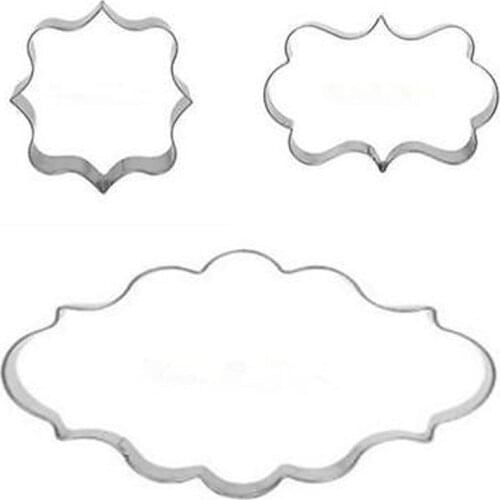 3pcs Decorating Plaque Frame Stainless Steel Cutter Fondant Cake Mold Mould Set