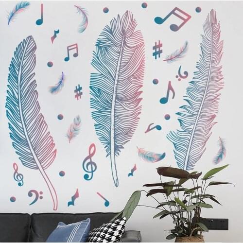 Feather Wall Sticker Kids Room Teenager Bedroom Living Room Wall Decoration Creative Wallpaper Mural Home Office Decor Art