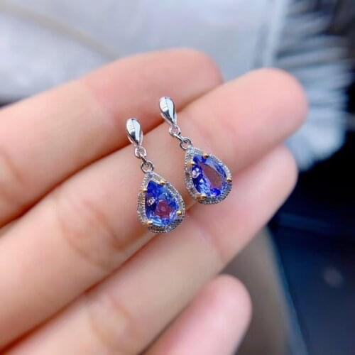 Natural And Real Tanzanite Earring 925 sterling silver Fine jewelry Tanzanite Earring