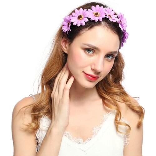 Sweet Flower Hairbands Women Festival Flower Headband Bridesmaid Daisy Hair Hoop Wedding Hair Accessories Bride Bandeau Cheveux