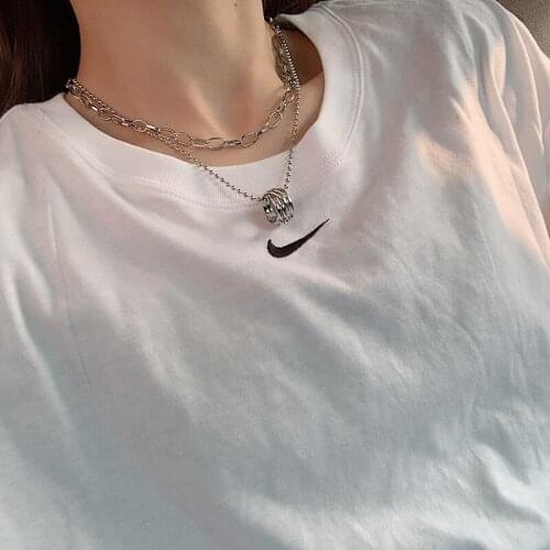 Punk Metal Choker Necklace For Women Big Thick Chain Round Hollow Multilayer Pendant Long Necklaces Jewelry 2019