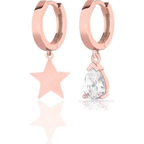 Stylish Earrings 925 Sterling Silver Star Jewelry For Women Rose Gold Plated With Zircon Drop Earrings