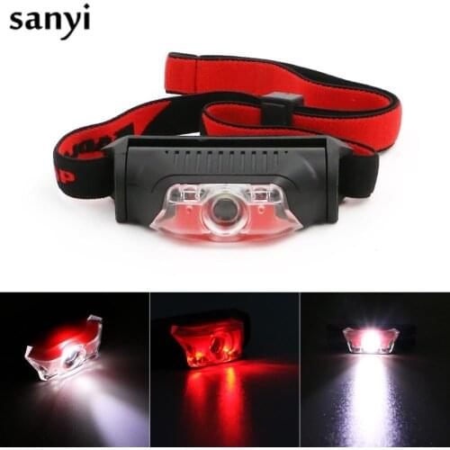 Super Bright 1*XPE+2LED Mini Headlamp Headlight Torch Lamp 4 Modes Head Lamp Fishing Camping Light AA Red/White Light