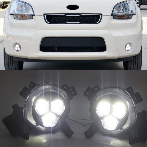 1Set LED Daytime Running Light 12V Car DRL Fog Lamp Waterproof Driving lamp Fog light For KIA Soul 2017 2018 2019