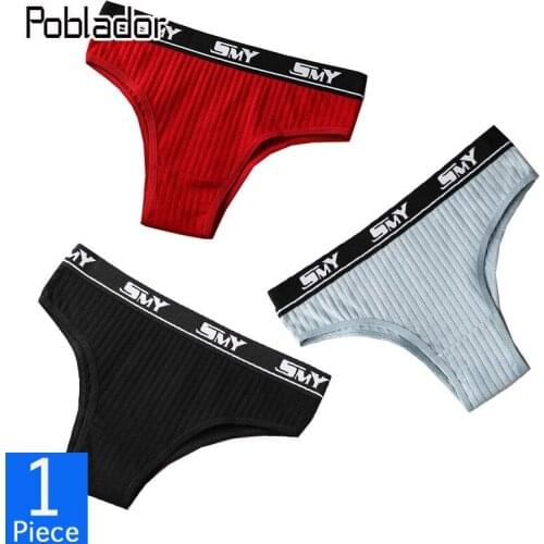 Poblador New Sexy Womens Cotton Sport Panties Underwear Seamless Letter Briefs Low Waist Soft Comfort Breathable Lady Lingerie