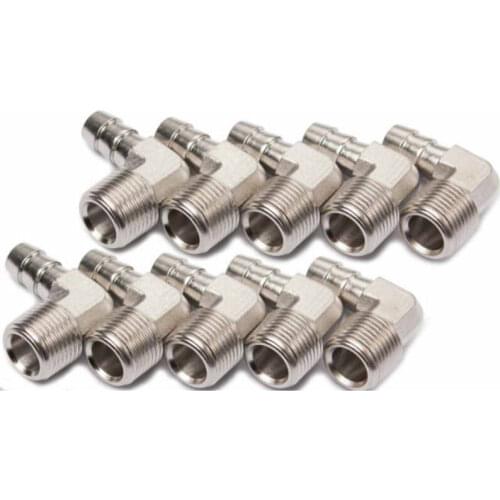 The 90 Degree Elbow Stainless Steel 316 Barb Fitting 3/8" ID Hose x 3/8" Male NPT Air Gas