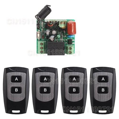 Smart home New 220V 10A 1 Channel Wireless Relay Remote Control Light Switch RF Mini Receiver With 4pcs Transmitter