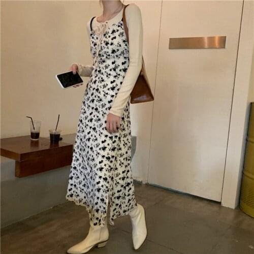 Vintage Floral Print Side Split Design Long Dress Elegant V-neck Sleeveless Slim Female Robe Summer 2021 New Chic Slip Vestidos