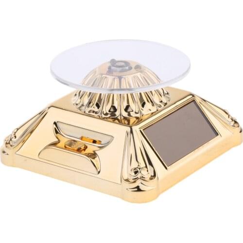 Solar Powered 360° Jewelry Rotating Display Stand LED Light Turntable Golden