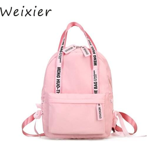 WEIXIER Large Capacity Backpack Women Preppy School Bags For Teenagers Female Nylon Travel Bags Girls Bowknot Backpack V4-65