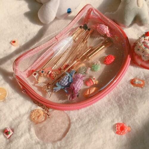 Cosplay Sakura Japan Anime Kinomoto Card Captor Sakura Kawaii Girl Pink Transparent Zipper Purse Mini Pocket Makeup Cosmetic Bag