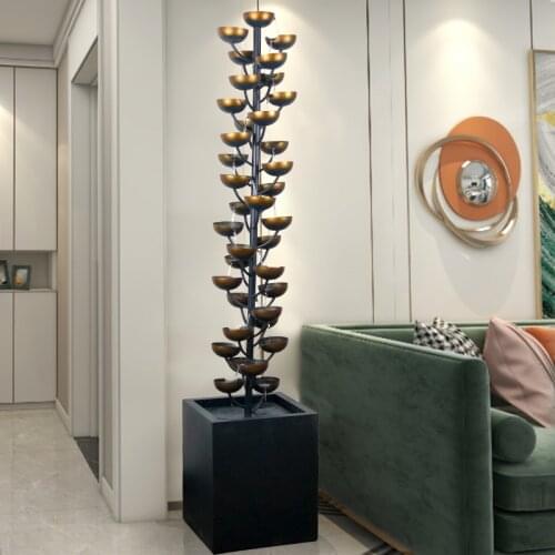 Zq Creative Decoration Living Room Chinese Floor Metal Office Indoor Water Fountain Waterscape Humidifier Decoration