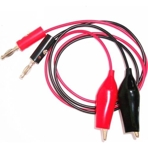 1 Set Small Test Hook Clip to Banana Plug Cable 1m Red & Black
