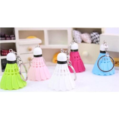 1 pcs key chain/keychain/ keyring PVC/ Mini badminton shuttlecock Souvenir Mix colorHigh quality 3.3 x 2.7cm/ 1.3" x 1"(L*W)