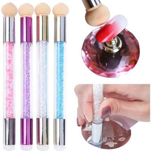 1pcs Dual Ombre Nail Sponges Brush Gradient Blooming Pen Silicone Stamper Acrylic Gel Glitter Nail Template Manicure Tools NL944