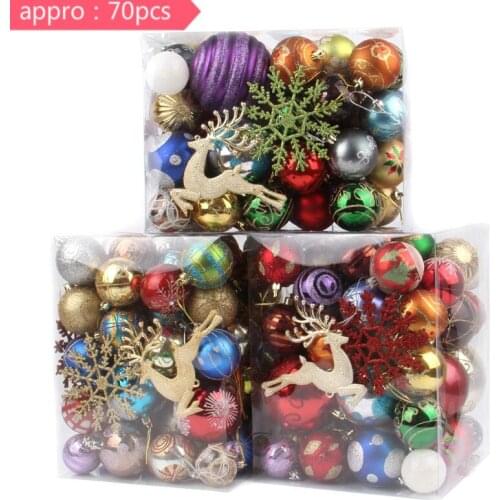 3-8cm Gold Pink Champagne Red Metallic Christmas Balls Decor Christmas Tree Balls Xmas Decor for Home Noel New Year Gift