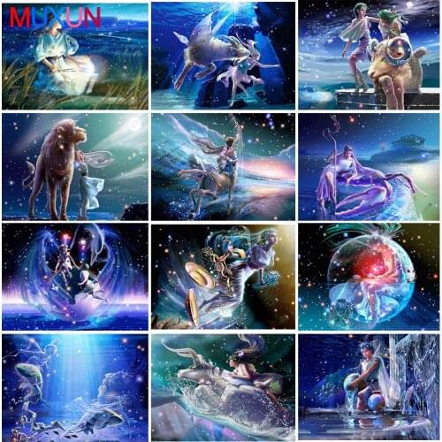 5D Crystal Diamond Painting 12 Constellation Diamond Zodiac Diamond Embroidery Rhinestone Cross Stitch 3D Diamond Mosaic Ep042