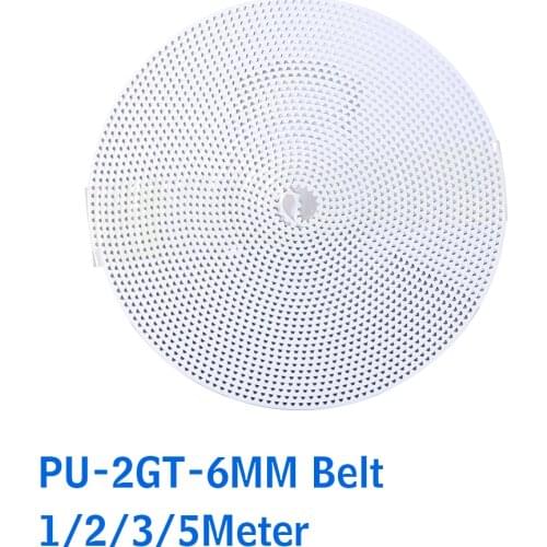White 2M/3M/5M PU With Steel Core Gt2 Belt GT2 Timing Belt 6mm Width For 3d Printer