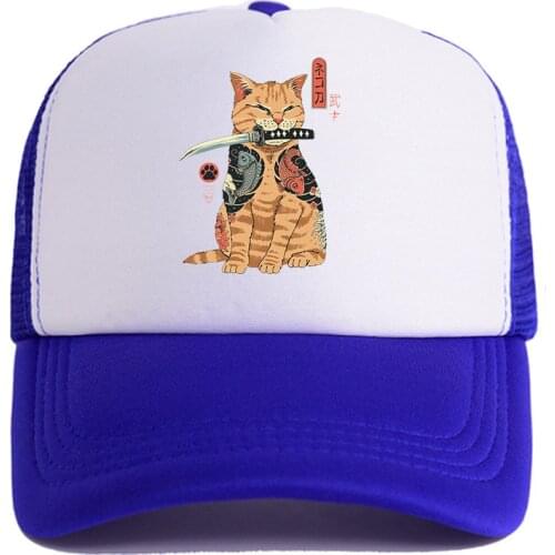 NEW Japanese Anime Cat Casual Plain Mesh Baseball Cap Adjustable Snapback Hats for Women Men Hip Hop Advertising White Cap