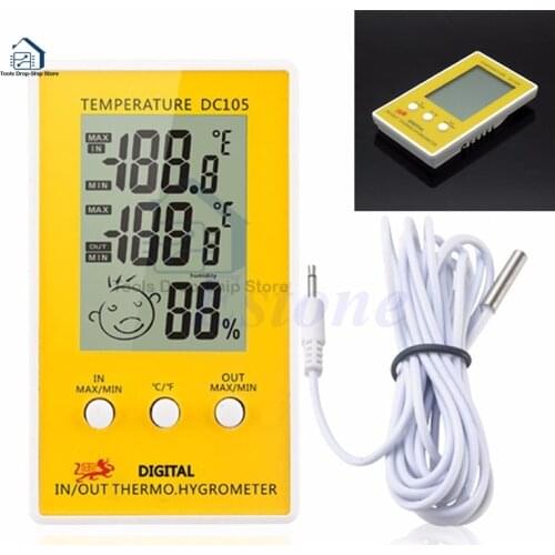 LCD digital thermometer hygrometer DC105 indoor and outdoor humidity meter hot with line (without battery)