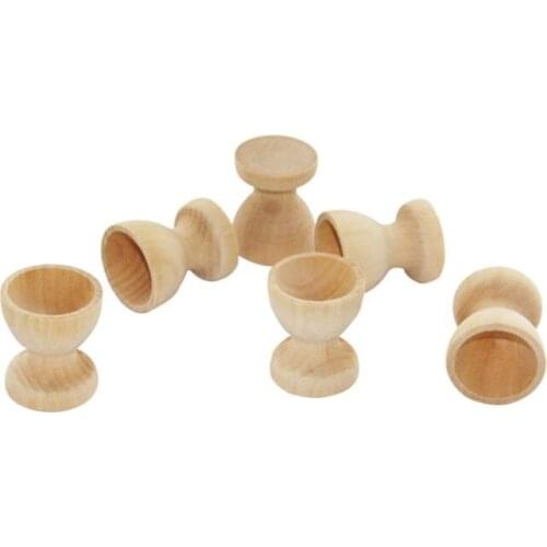 Wooden Egg Holding Cup Easter Eggs Holder DIY Unfinished Crafts Drawing Model Painted Graffiti Tools